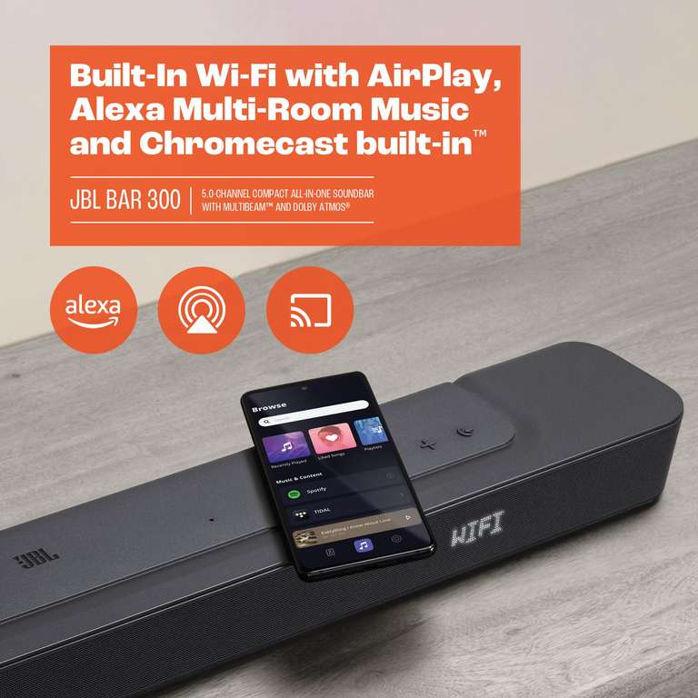 JBL Bar 300 Barra de Sonido 5.0 Wi‑Fi/Bluetooth - 260W, Dolby