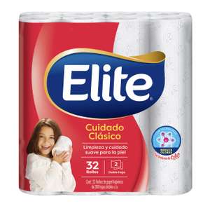 Amazon: Papel higiénico Elite cuidado clásico 32 rollos ($3.51 el rollo) con planea y cancela