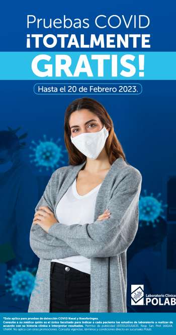 Laboratorio POLAB: Pruebas COVID GRATIS (Nasal y Nasofaringea) hasta el 20 de Febrero 2023