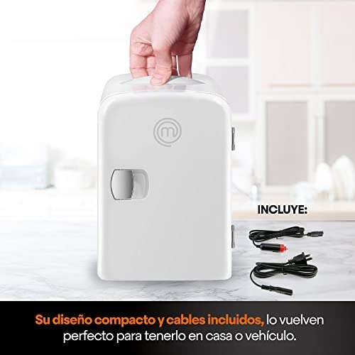 Amazon: MASTERCHEF Mini Refri, Mini Refrigerador SkinCare, Frigobar, Color Blanco, Enfría y Mantiene Caliente, Capacidad de 4 Litros