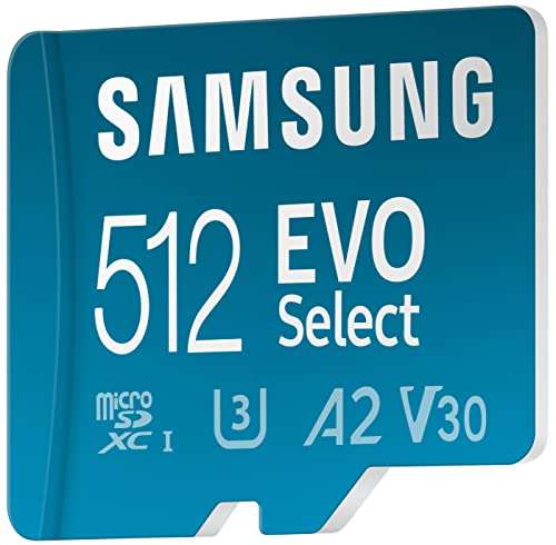 Amazon: SAMSUNG EVO Select Micro SD Tarjeta de memoria + adaptador, 512 GB microSDXC