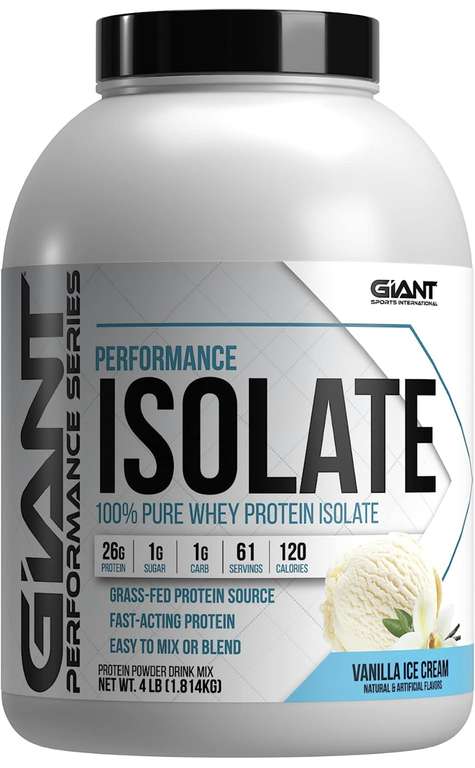 Amazon: Giant Sports International Performance 100% Whey Protein Isolate | 4 lb (1.814 kg) | Sabor Helado de Crema