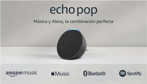 Amazon: Echo Pop | Bocina inteligente y compacta con sonido definido y Alexa | Negro ($599 con foco inteligente)