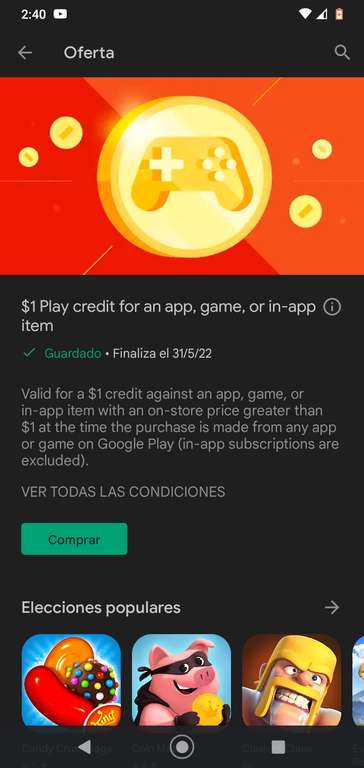 Google Play: regala 1 dolar (usuarios seleccionados)