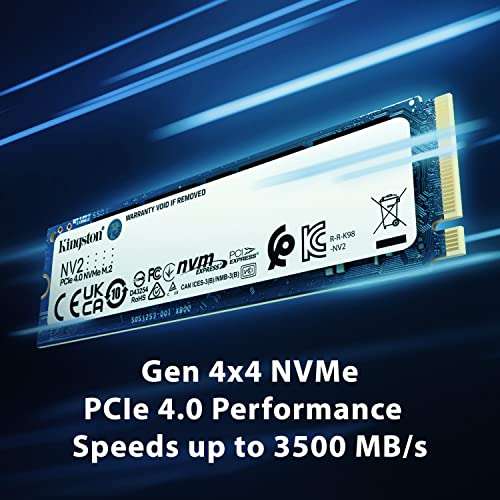 Amazon: Kingston SSD NV2, Capacidad: 500 GB PCIe Gen 4.0