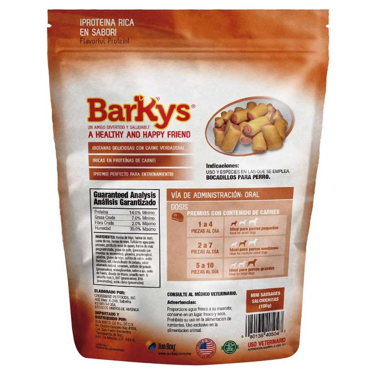 Amazon: BARKYS Premios para Perro Mini Salchichitas 100g (3 paquetes)