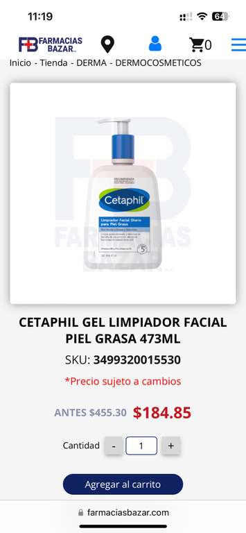 Farmacias Bazar: CETAPHIL GEL LIMPIADOR FACIAL PIEL GRASA 473ML