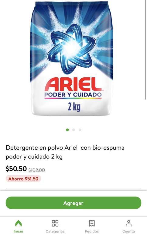 Bodega Aurrera: Detergente Ariel 2 Kg x $50.50