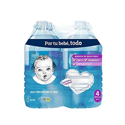 Amazon: Agua Gerber, paquete 4 piezas 4lts, Total de 16 litros.