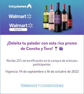 Cashi: 25% de bonificación en vinos Concha y Toro (Bodega y Walmart) | Topado a $500