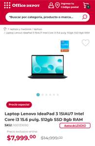 Office Depot - Laptop Lenovo IdeaPad 3 15IAU7