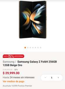 Linio: Celular Samsung Galaxy Z fold 4, dorado, 256gb | Pagando con PayPal