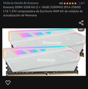 Amazon: Memoria Ram Kuesuny DDR4 32GB Kit (2 x 16GB) 3600MHZ