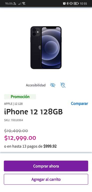 Telcel: iPhone 12 Nuevo 128gb