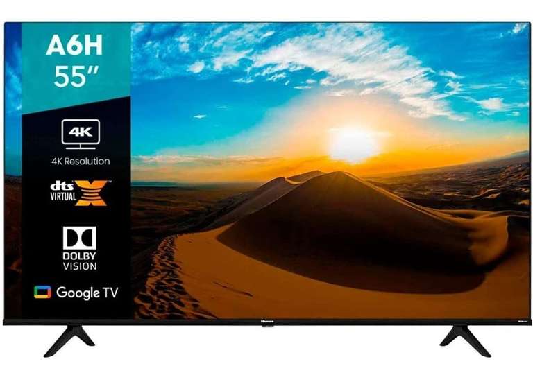 Amazon: Pantalla Hisense 55" 4k smart tv 55A6H google TV (2022)