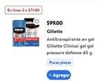 Walmart súper: antitranspirante en gel Gillette 1 en $80 o 2X $58