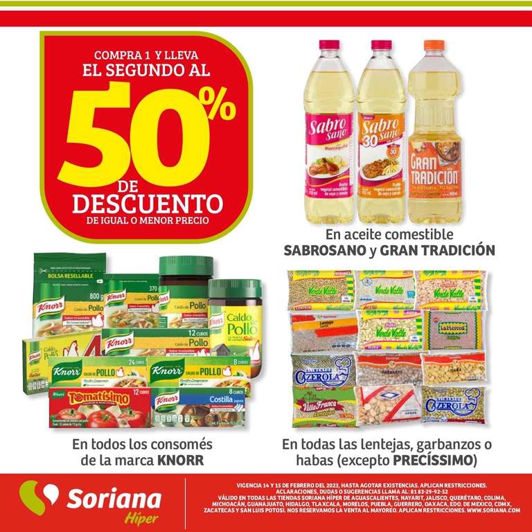 Soriana Híper: Caldos Knorr compra uno y el segundo a 50%