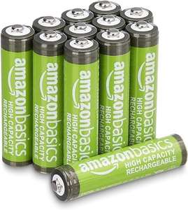 Amazon: Paquete de 12 baterías recargables AAA de alta capacidad de 850 mAh, precargadas, recarga hasta 500 veces-Amazon Basics (24 x $299)
