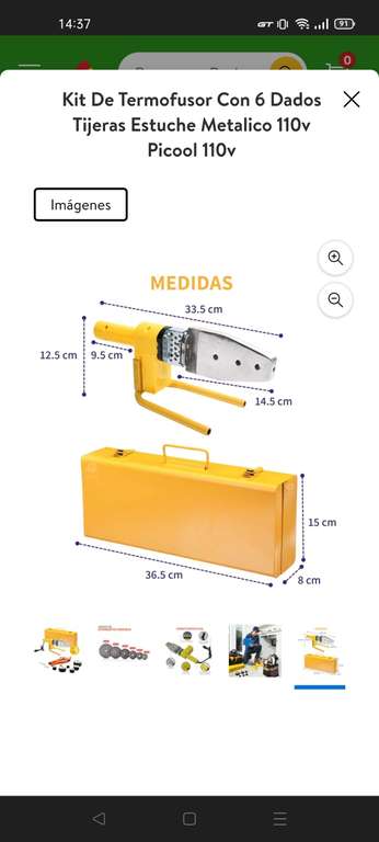 Bodega Aurrera: Kit De Termofusor Con 6 Dados Tijeras Estuche Metalico 110v Picool 110v