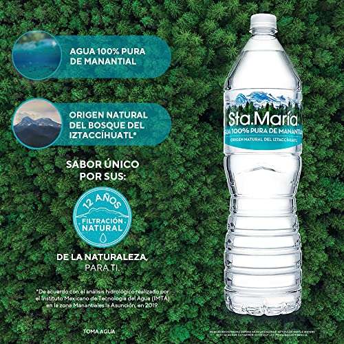 Amazon: agua de manantial Santa María 12 pack de 1.5lt. Planea y ahorra.