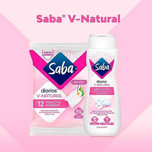 Amazon MX: Saba Toallitas Húmedas V-Natural para uso íntimo, 12 piezas