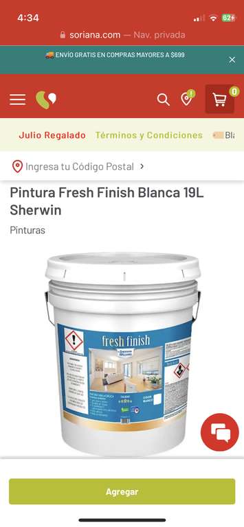 Soriana: Pintura Fresh Finish Blanca 19L Sherwin al 2x1