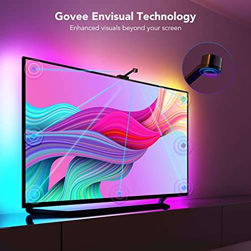 Amazon: Govee Envisual TV Luz LED con Cámara, RGBIC DreamView Tira de Luces LED Alexa, WiFi Gaming TV Backlights Soporta 75-85 Pulgada TV