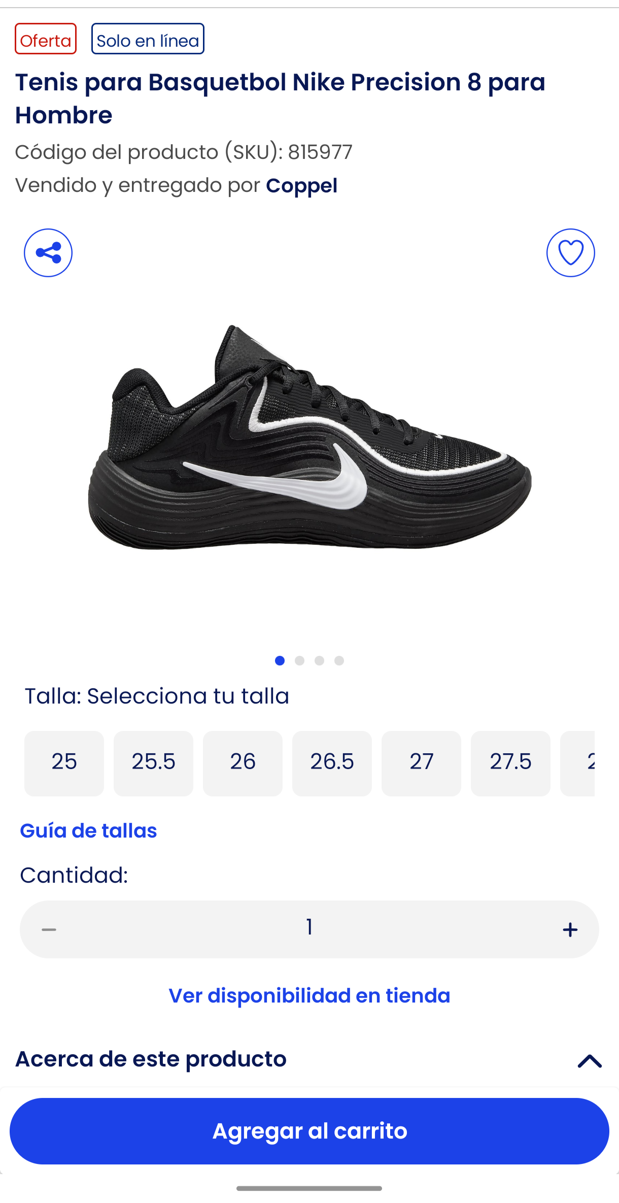 Coppel: Tenis para basquetbol, Nike presicion 8 negros en varias tallas