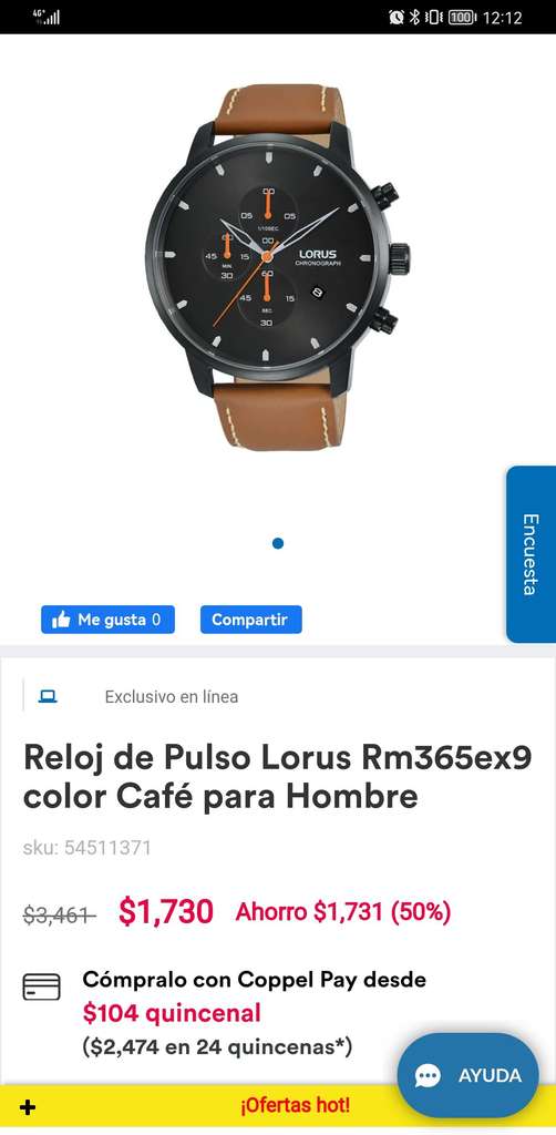 Coppel: Reloj de Pulso Lorus Rm365ex9 color Café para Hombre con 50% OFF -  promodescuentos.com