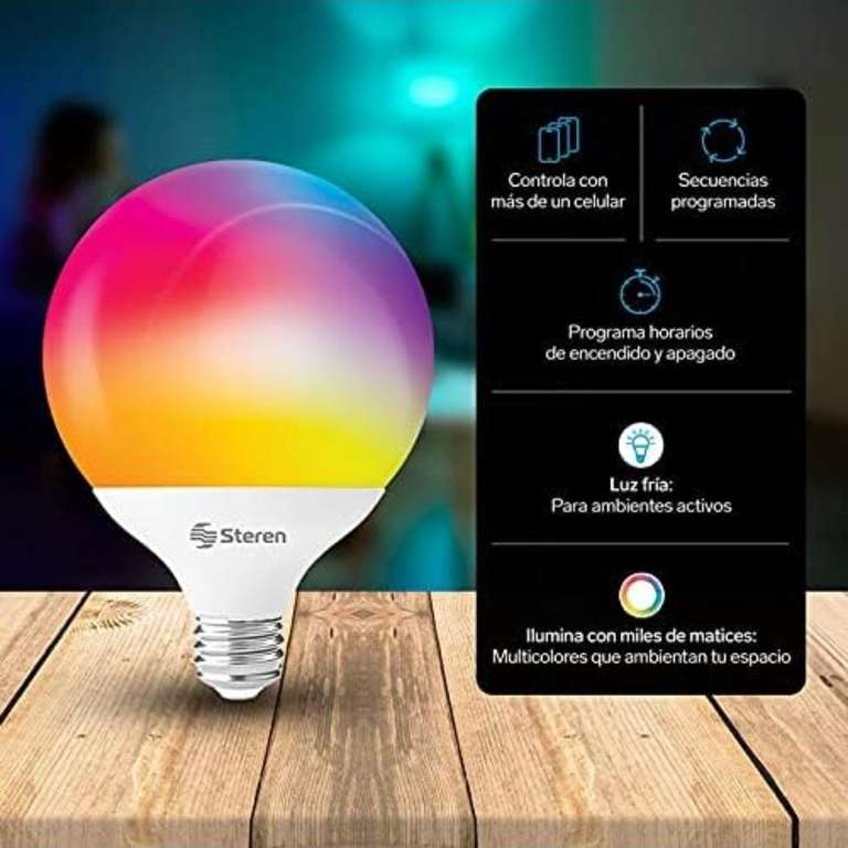 Amazon: Steren Foco LED Wi-Fi RGB+W multicolor de 15 W SHOME-122 El gigante compatible con Alexa y Google