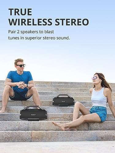 Amazon: Tronsmart Bang MAX Bocina Bluetooth de 130W, IPX6 Resistente al Agua, Altavoz Luces RGB, 24 hrs de reproducción, App, EQ Karaoke