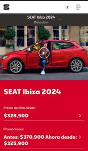 Seat: Ibiza 2024 baja de precio. De $370,900 a $325,900.