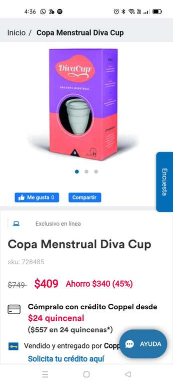 Coppel: Copa menstrual: Divacup talla 0