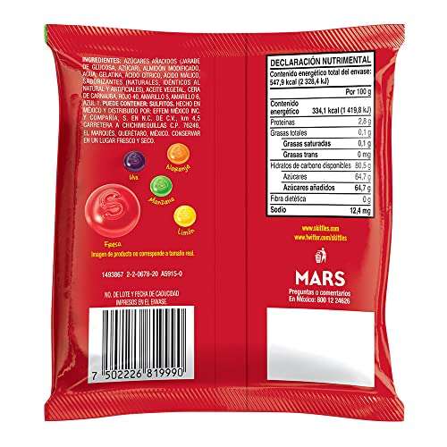 Amazon: Gomitas Skittles sabor original, 164g