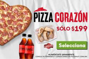 Pizza Hut - Pizza Corazón + bastones de cajeta + 2 refrescos 600 mL por $199