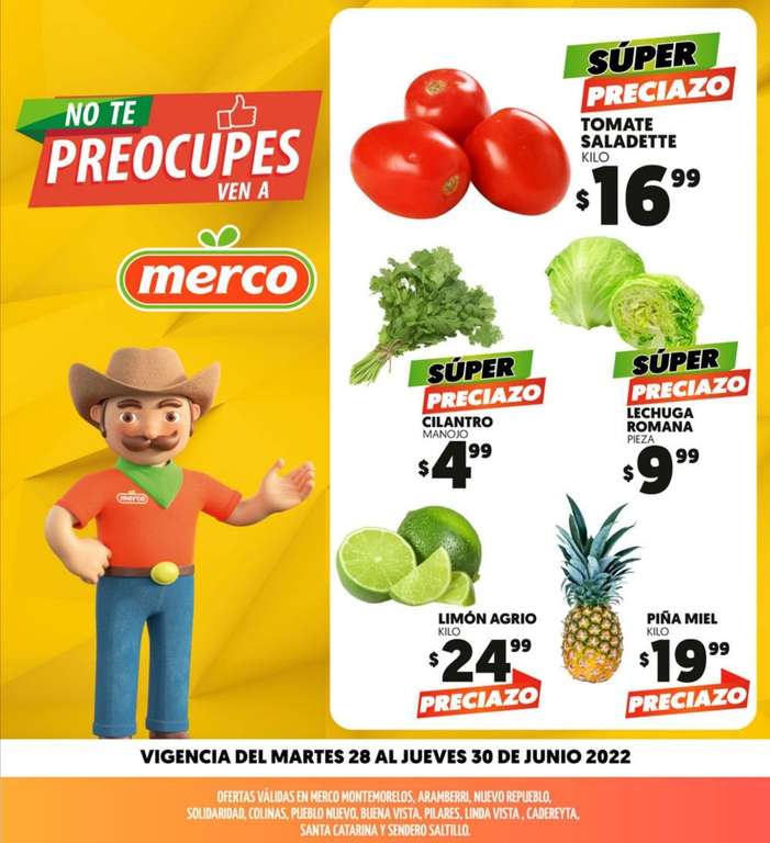 Merco: Ofertas en Frutas y Verduras del Martes 28 al Jueves 30 de Junio