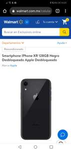 Walmart: Smartphone IPhone XR 128GB Negro Desbloqueado Apple Reacondicionado