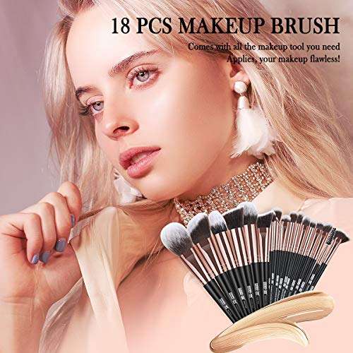 Amazon: Brochas de Maquillaje 18 Piezas Set de Brochas para Maquillaje Sintéticas de Primera Calidad