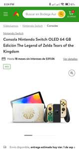 Bodega Aurrerá: Consola Nintendo Switch OLED 64 GB Edición The Legend of Zelda Tears of the Kingdom con TDC BBVA a 12 meses sin intereses