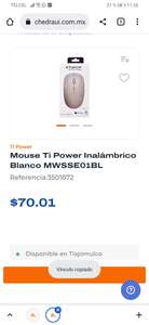 Chedraui: Mouse Ti Power Inalámbrico Blanco MWSSE01BL
