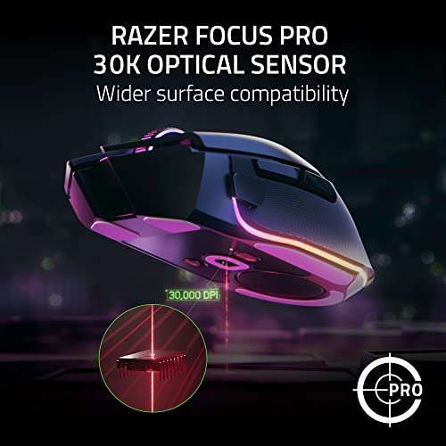 AMAZON: Mouse Razer Basilisk V3 Pro,Inalámbrico,RGB,Bluetooth 5.0, USB C,30 000 PPP,2.4 GHZ