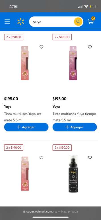 Walmart Súper: Maquillaje marca Yuya al 2x1