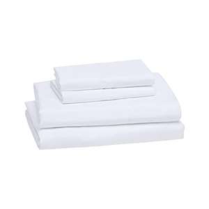 Amazon Basics - Juego de sábanas de microfibra, estilo blanco brillante, tamaño King