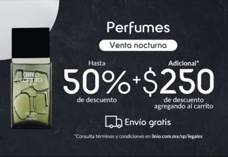 Linio: $250 de Dto, En compras Mínimas de $1000 en Perfumes del Link Agregando al Carrito