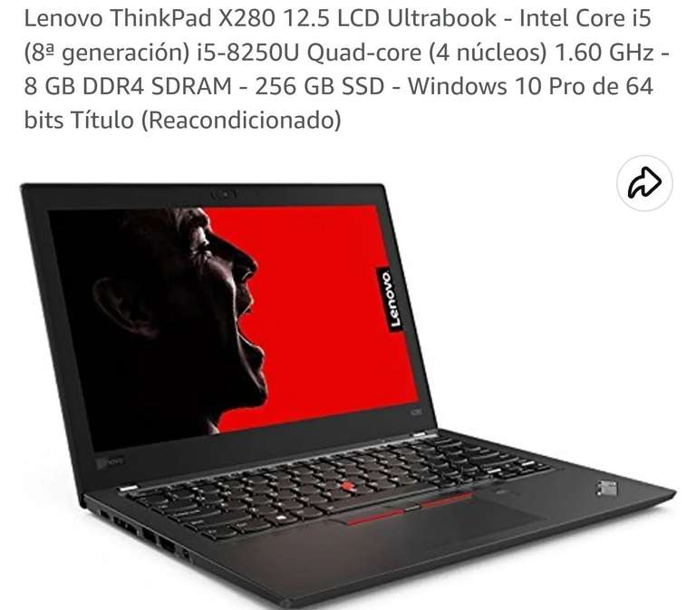 Amazon: Lenovo ThinkPad X280 12.5 LCD Ultrabook (renewed)