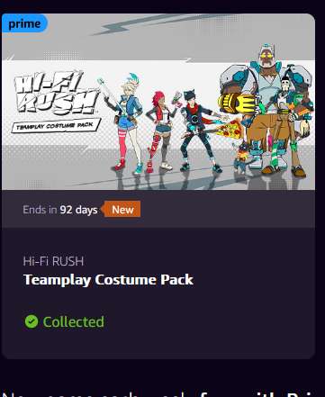 Prime Gaming ; Hi-Fi Rush Teamplay Costume Pack