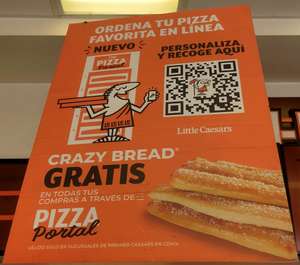 Little Caesars: Crazy Breads GRATIS en la compra de cualquier pizza a través de Pizza Portal (valido sucursales CDMX)