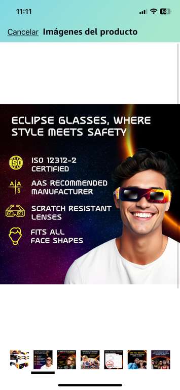 Amazon: Gafas eclipse solar - paquete 6