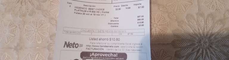 Tiendas Neto, Iztapalapa: Papel higiénico Best choice platinum 4 rollos 600 hojas 2x$57