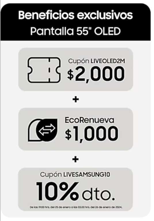 Samsung Store: Pantalla Samsung OLED S90C 55 pulgadas $13,820 con 1ra compra y cupón del chat (o $12,819 con Eco Renueva)